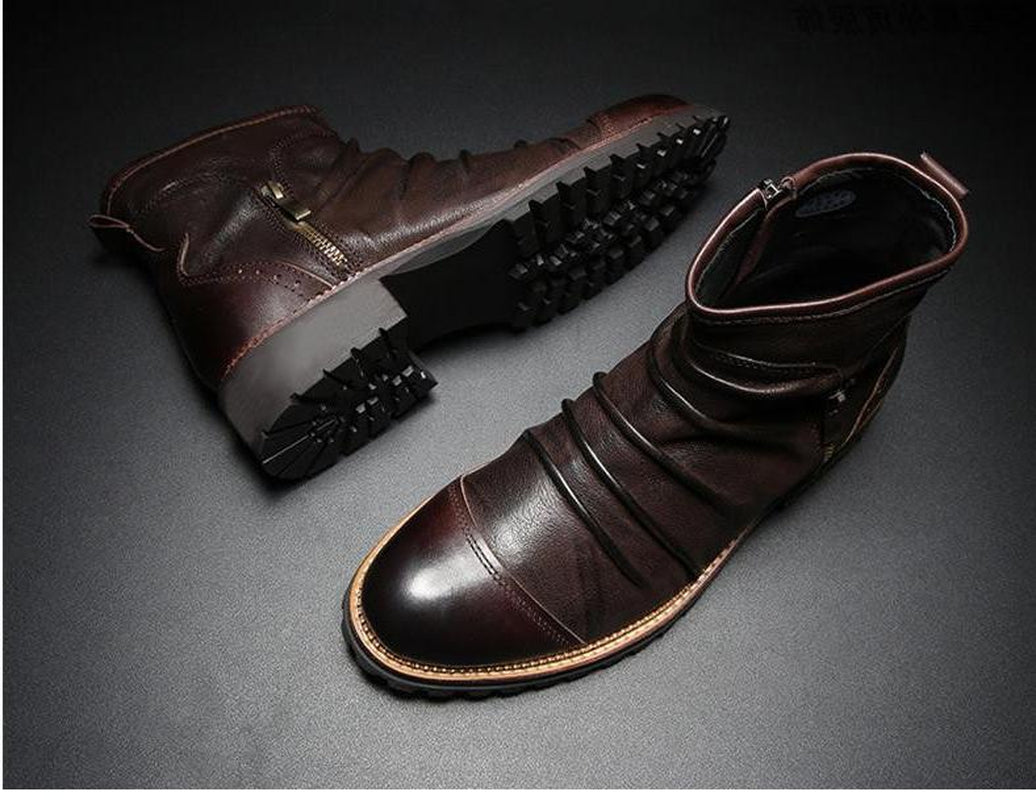 Leather Shoes for Men Cowboy Shoes Martin Boots