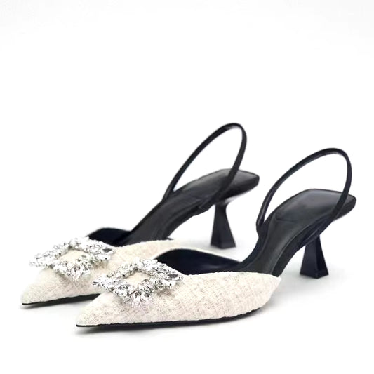 2024 New Fashion High Heel Sandals Design High-Heeled Diamond Female Sandals